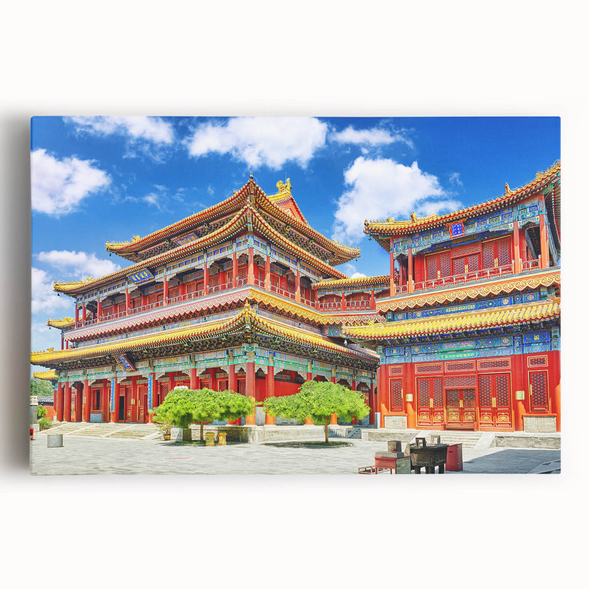 Black and white large art of Beijing scenery on stretched canvas, ideal for kitchen wall art.