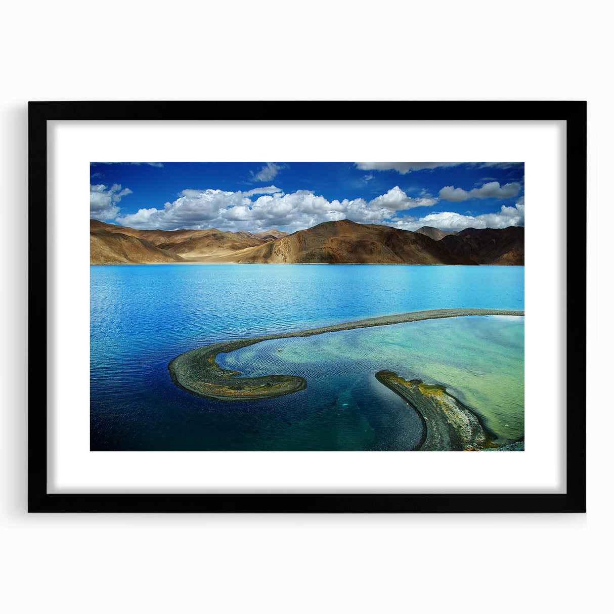 Extra large abstract art print of colorful Tibetan landscape, textured finish on framed canvas, ideal for living room decor.