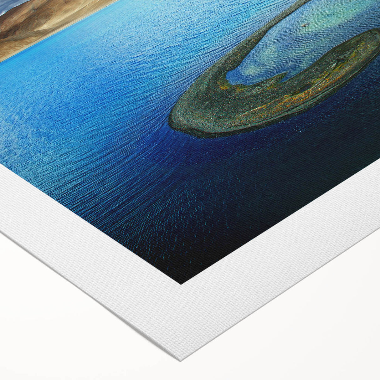 Art deco poster of Tibetan landscape in muted earth tones on rolled canvas, suitable for dining room decor.