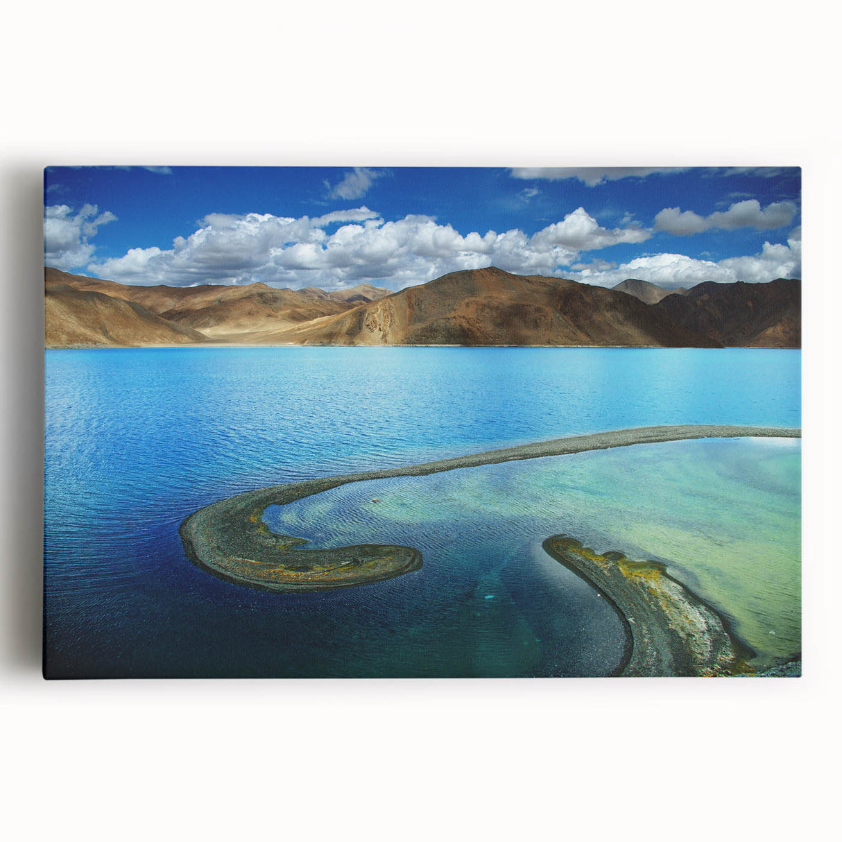 Black and white photograph of Tibetan landscape on stretched canvas, ideal for kitchen wall art.
