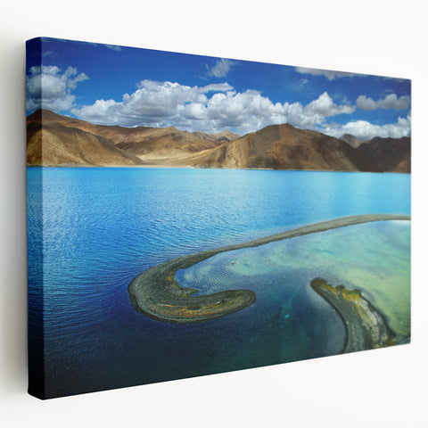 Large canvas print of a Tibetan landscape in muted earth tones, ideal for kitchen wall art.