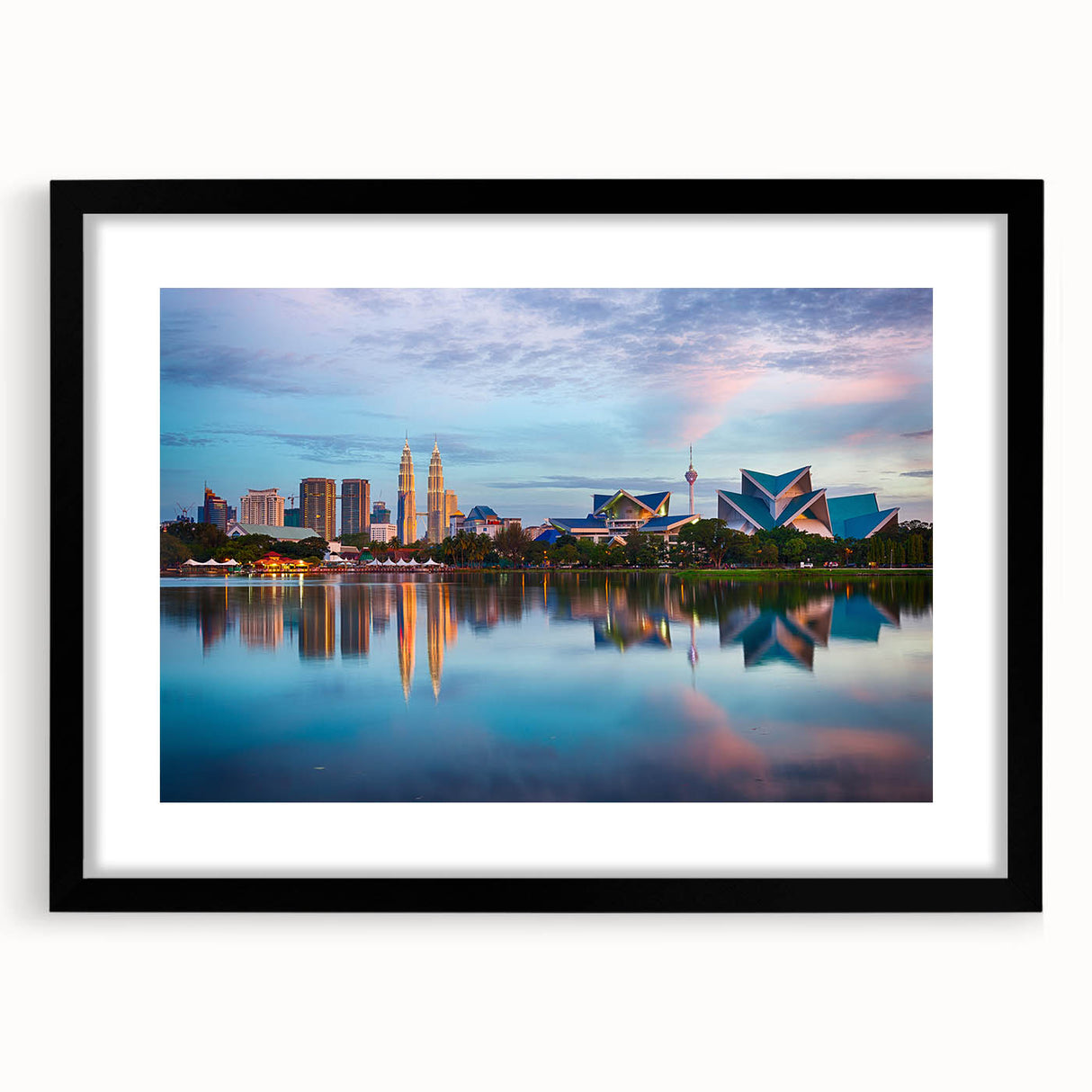 Extra large framed wall art featuring abstract, textured depiction of a colorful Malaysian landscape.