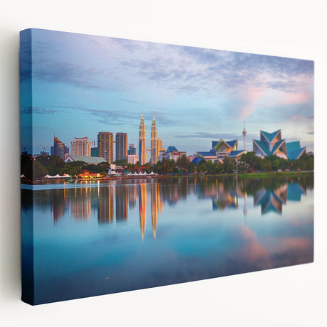 Panoramic view of a Malaysian landscape on stretched canvas, featuring lush greenery and mountains.