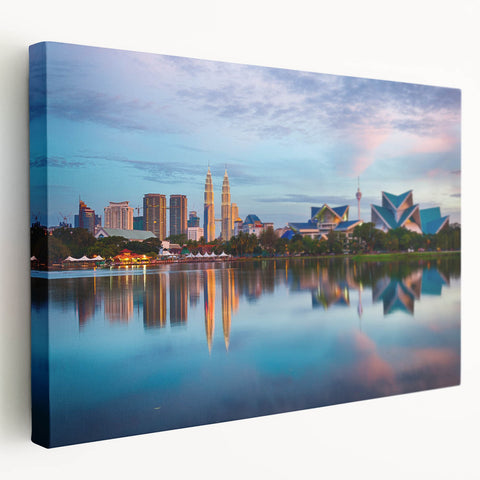 Panoramic view of a Malaysian landscape on stretched canvas, featuring lush greenery and mountains.