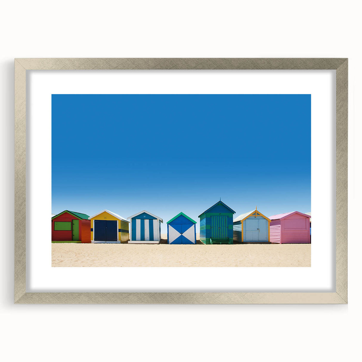 Abstract art print of Melbourne skyline in muted gray and blue tones on a framed canvas, ideal for dining room decor.