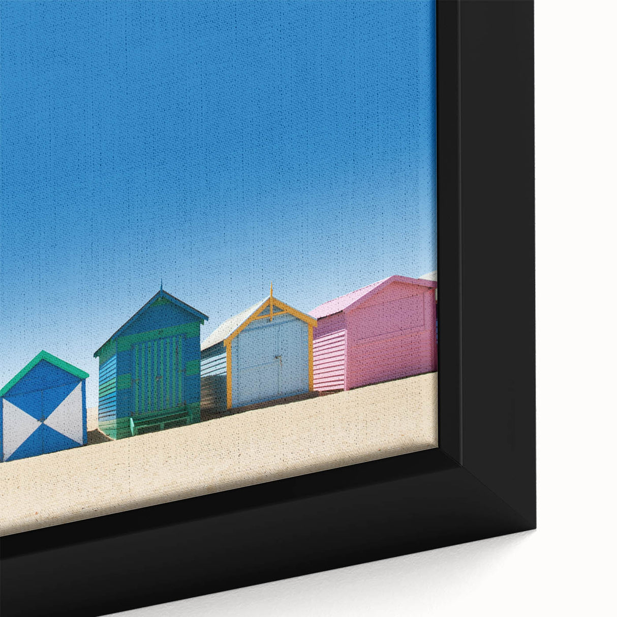 Extra large black wall art of Melbourne skyline on textured canvas, featuring colorful art and a framed design.