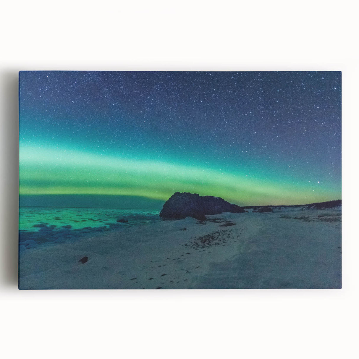 Black and white photograph of Newfoundland scenery on large stretched canvas, suitable for kitchen wall art.