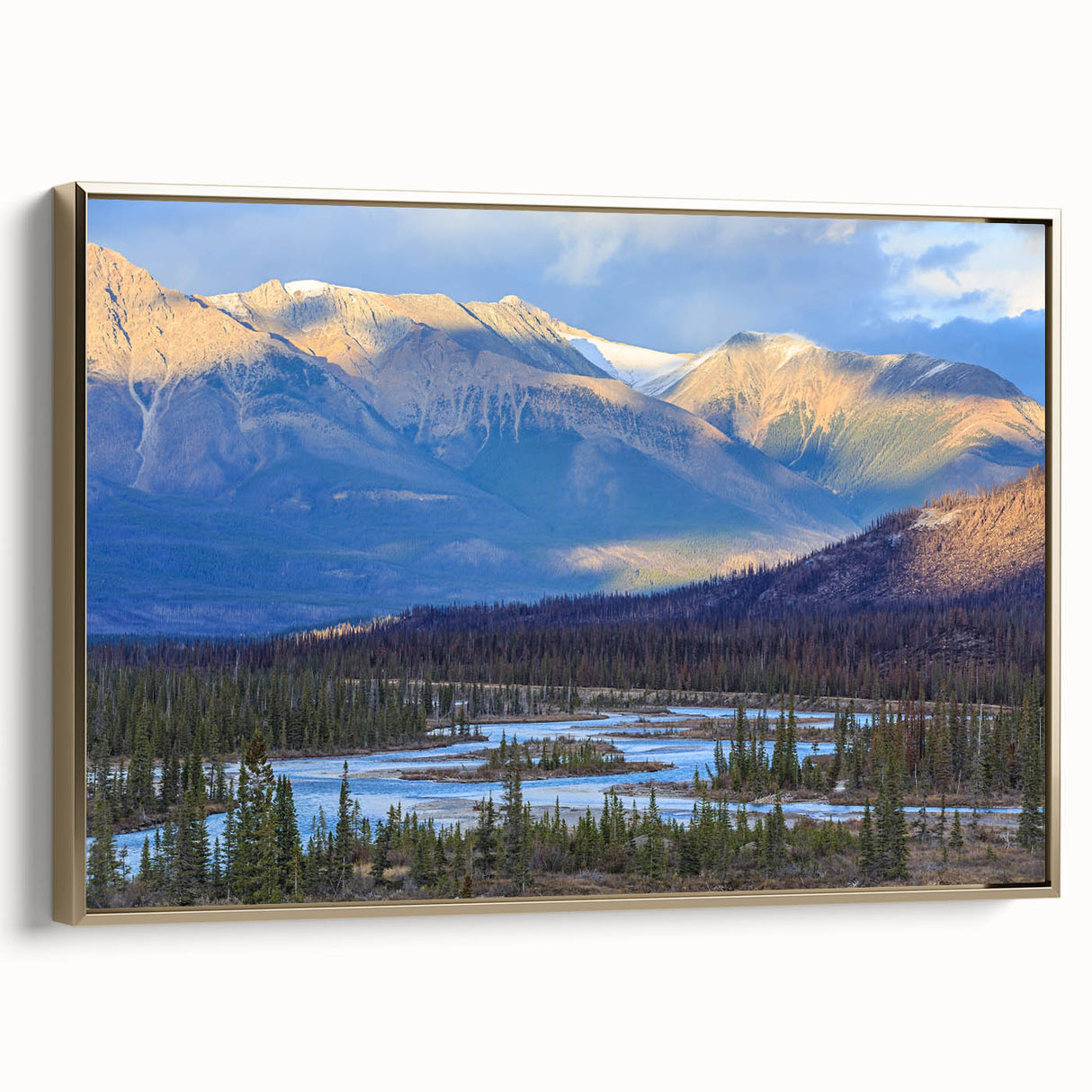 Framed canvas featuring a serene Saskatchewan landscape in muted earth tones, ideal for bedroom wall art.