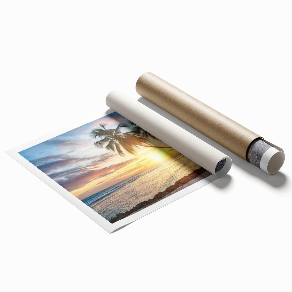 Extra large rolled print depicting vibrant tropical flowers and foliage.
