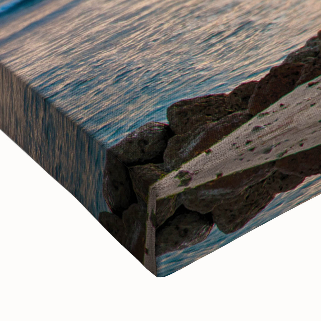 Black and white landscape art painting of a Caribbean beach on stretched canvas, suitable for bedroom wall art.