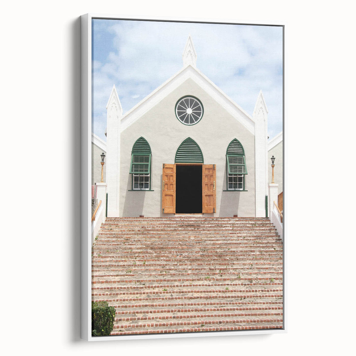 Vintage poster art of a Caribbean scene on framed canvas, featuring vibrant, colorful imagery, ideal for living room decor.