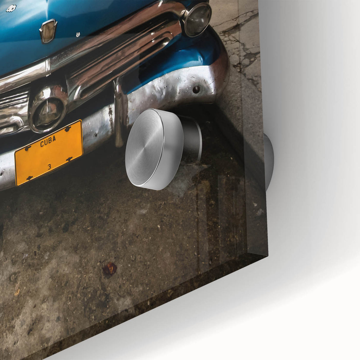 Large abstract Caribbean scenery in vibrant blues and greens on acrylic glass, ideal for dining room art.