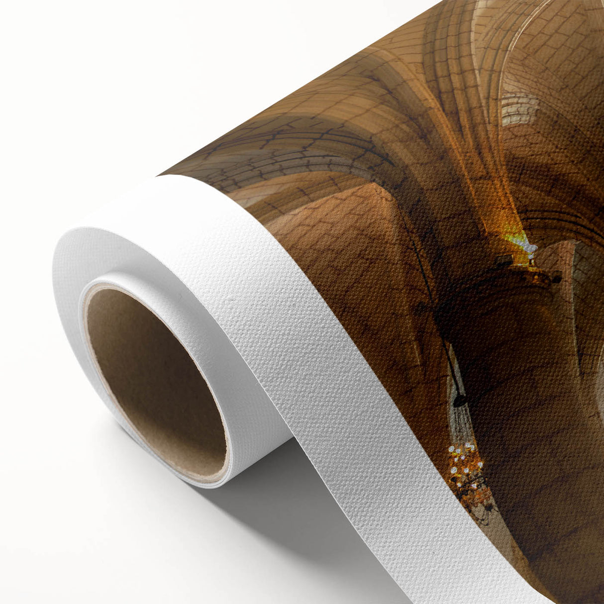 Art deco poster of a Caribbean scene on rolled canvas, featuring pastel blue and pink hues, ideal for nursery wall art.