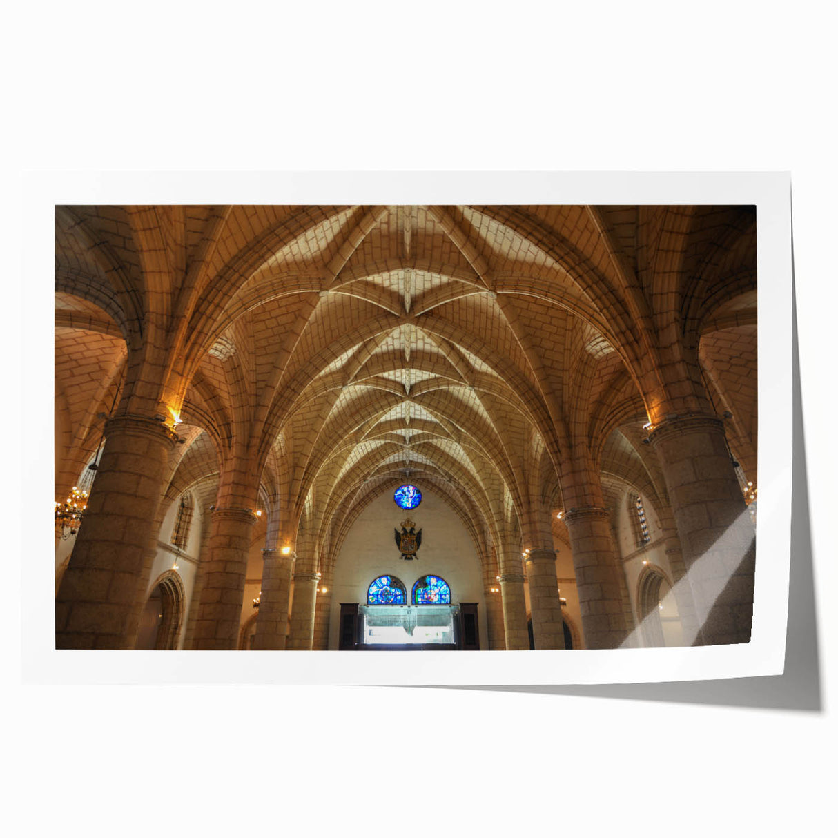 Rolled print of a Caribbean scenery with vivid blue and green tones, ideal for art wall dining room.