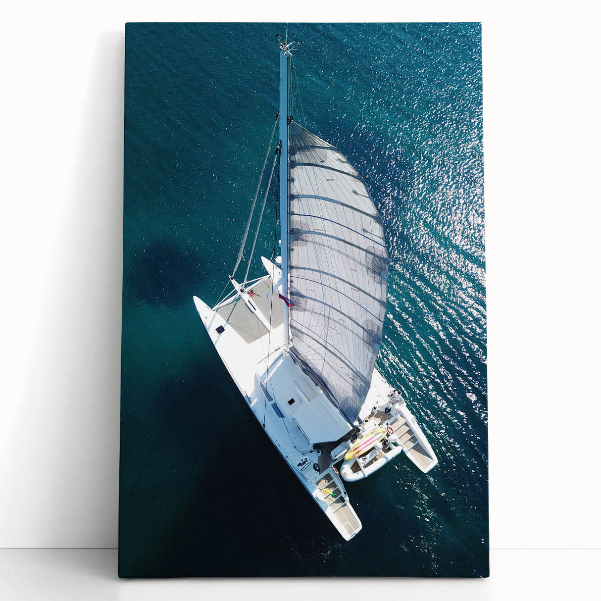 Black and white photo of a Caribbean beach on large stretched canvas, ideal for kitchen wall art.