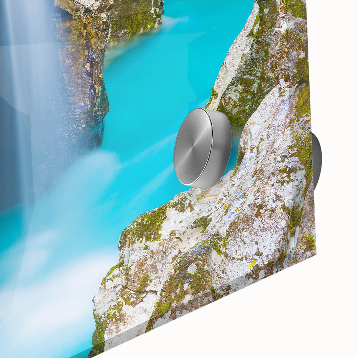 Large abstract depiction of a Slovenian landscape in muted earth tones on acrylic glass, ideal for dining room art.