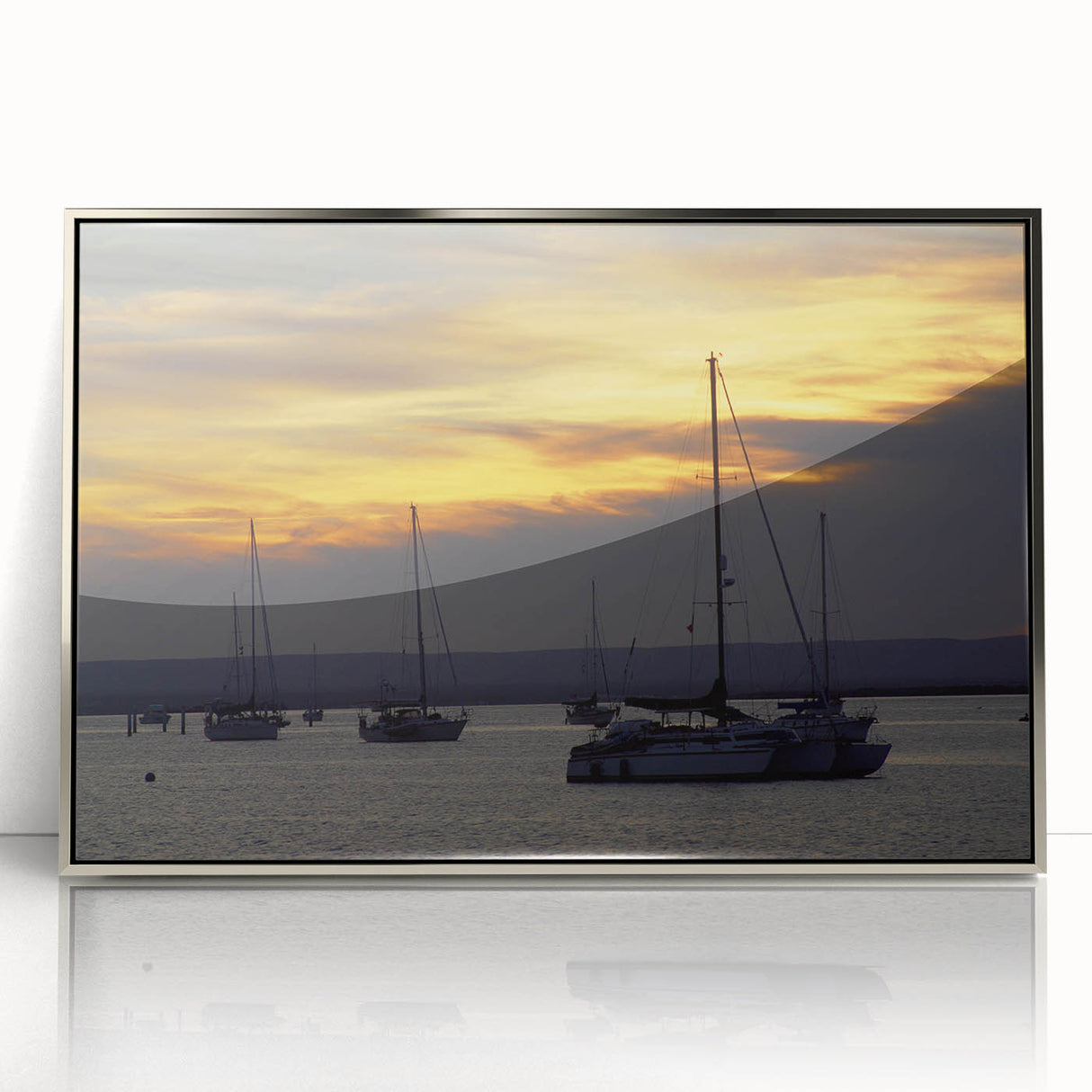 Mid-century modernist art depicting Baja California scenery in muted earth tones on a framed acrylic print.