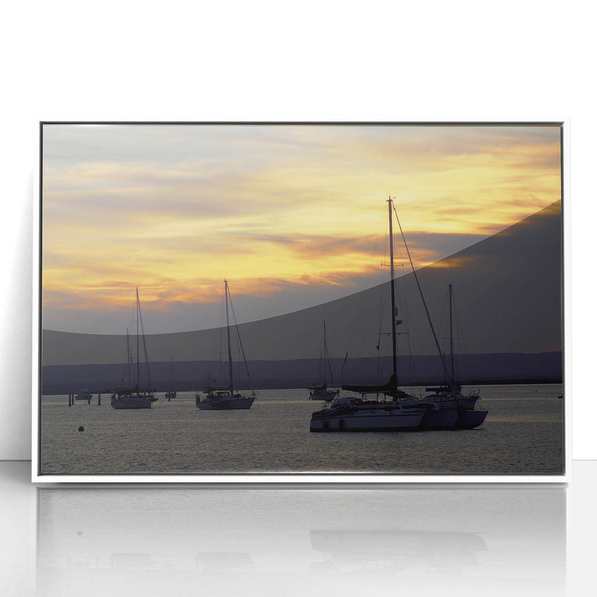 Art deco poster of Baja California landscape in pastel blues and greens, framed acrylic, ideal for modern nursery wall art.