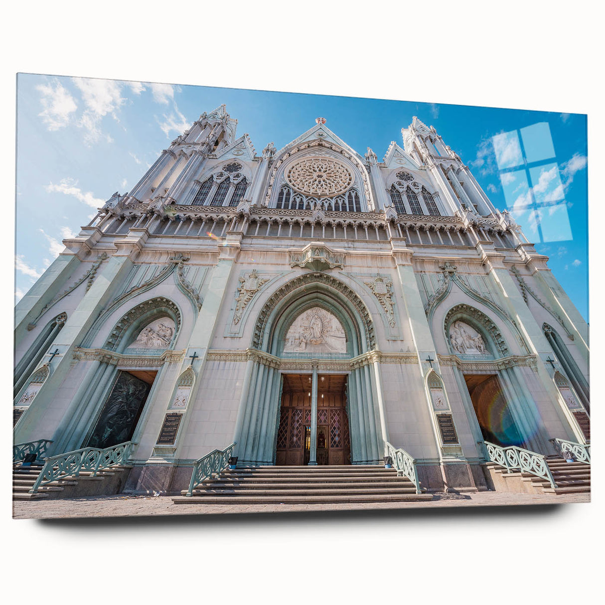 Acrylic print of Guanajuato, Mexico, showcasing vibrant buildings in abstract style, suitable for bedroom or dining room art.