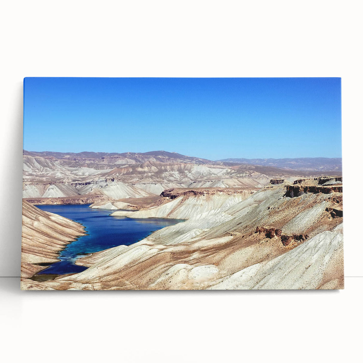 Black and white stretched canvas depicting a serene Middle Eastern landscape, ideal for kitchen wall art or bedroom ambiance.