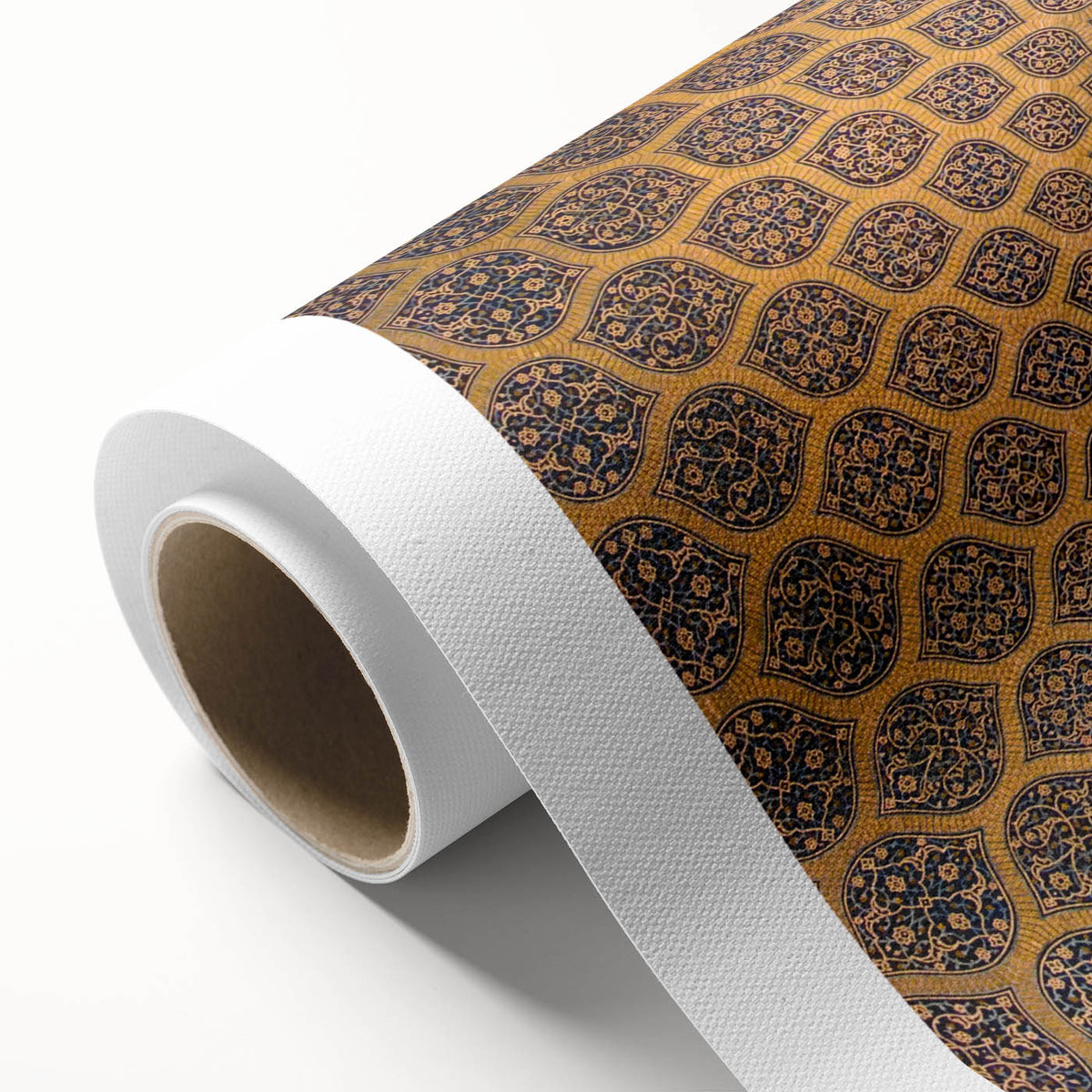 Rolled canvas featuring a serene Middle Eastern landscape in pastel shades.