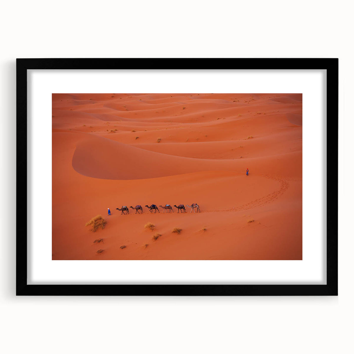 Abstract art print of a Middle Eastern scenery in vibrant colors on a large canvas, ideal for living room decor.
