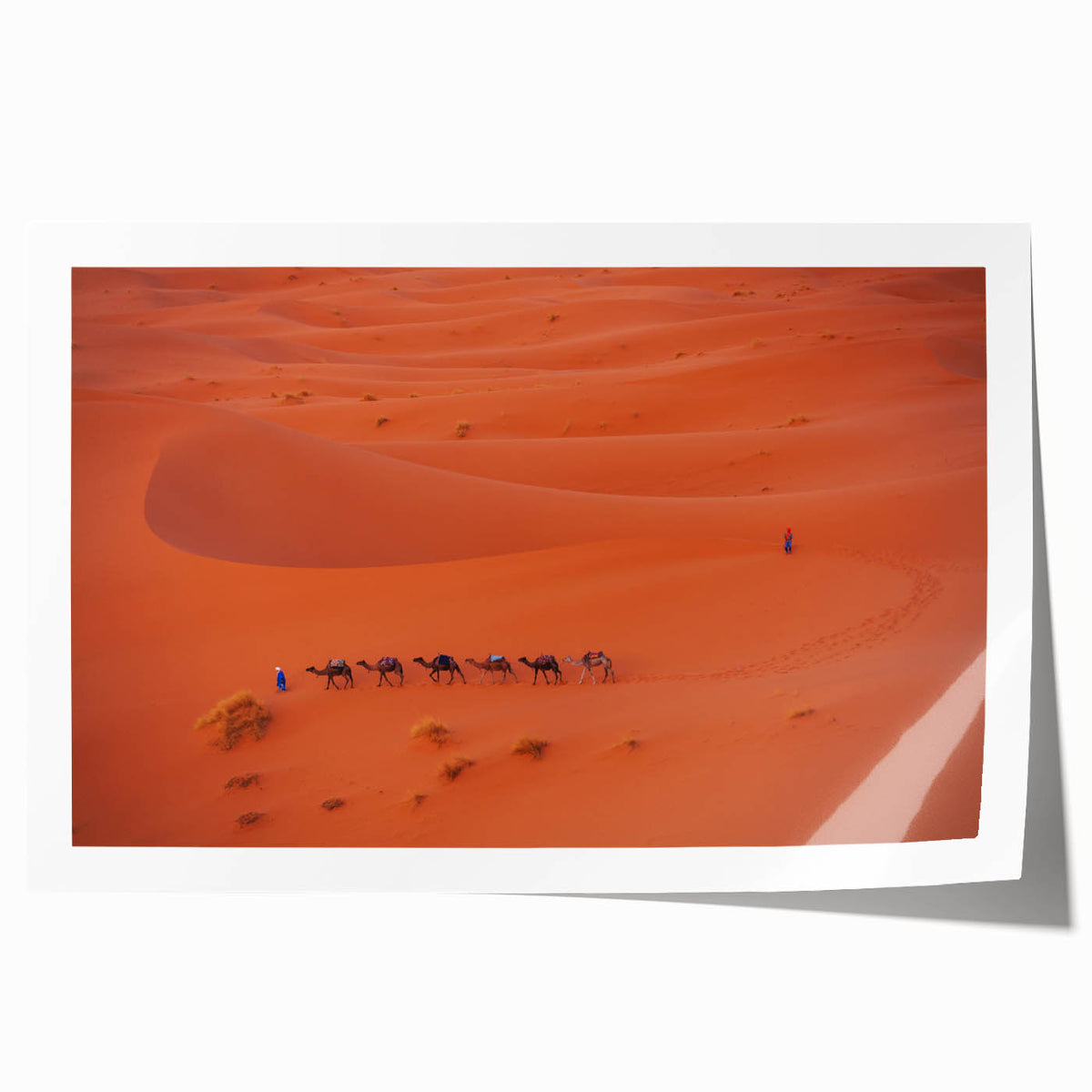 Scenic Middle-Eastern landscape with floral accents on a rolled canvas, ideal for art wall dining room.