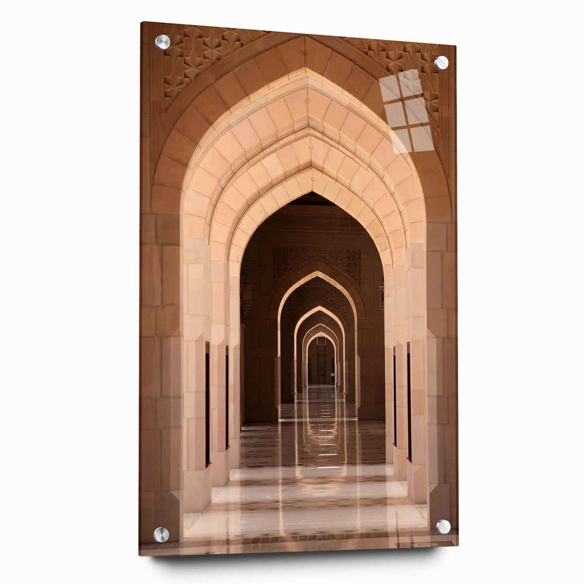 Acrylic print of an Omani landscape featuring earthy tones, suitable for bedroom or dining room decor.