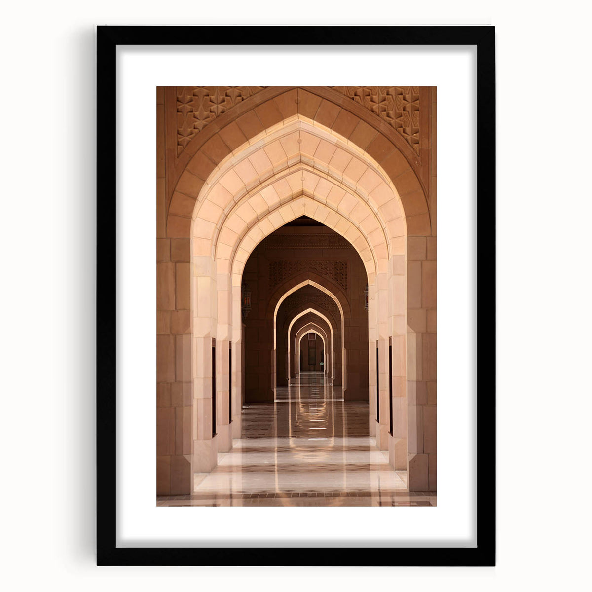 Abstract art print of a Middle Eastern landscape in vibrant colors on a textured, extra-large canvas.