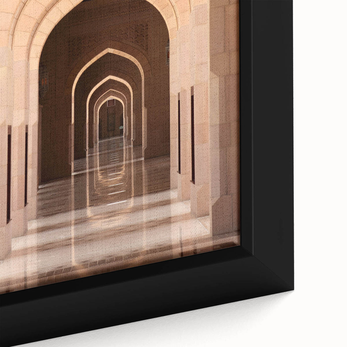 Extra large framed canvas featuring a textured black wall art depiction of a Middle Eastern Oman scenery.