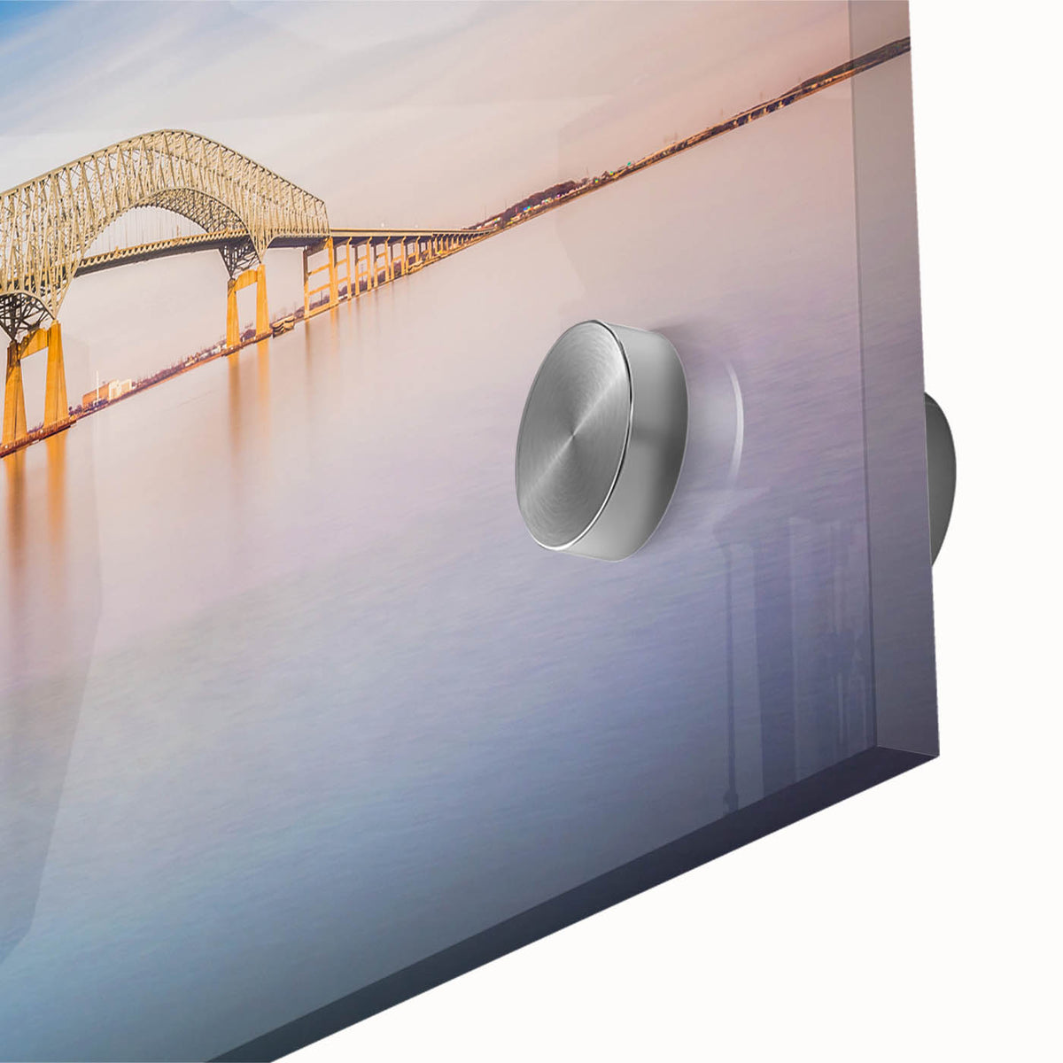Acrylic print of abstract Baltimore scenery in muted earth tones, ideal for dining room art.