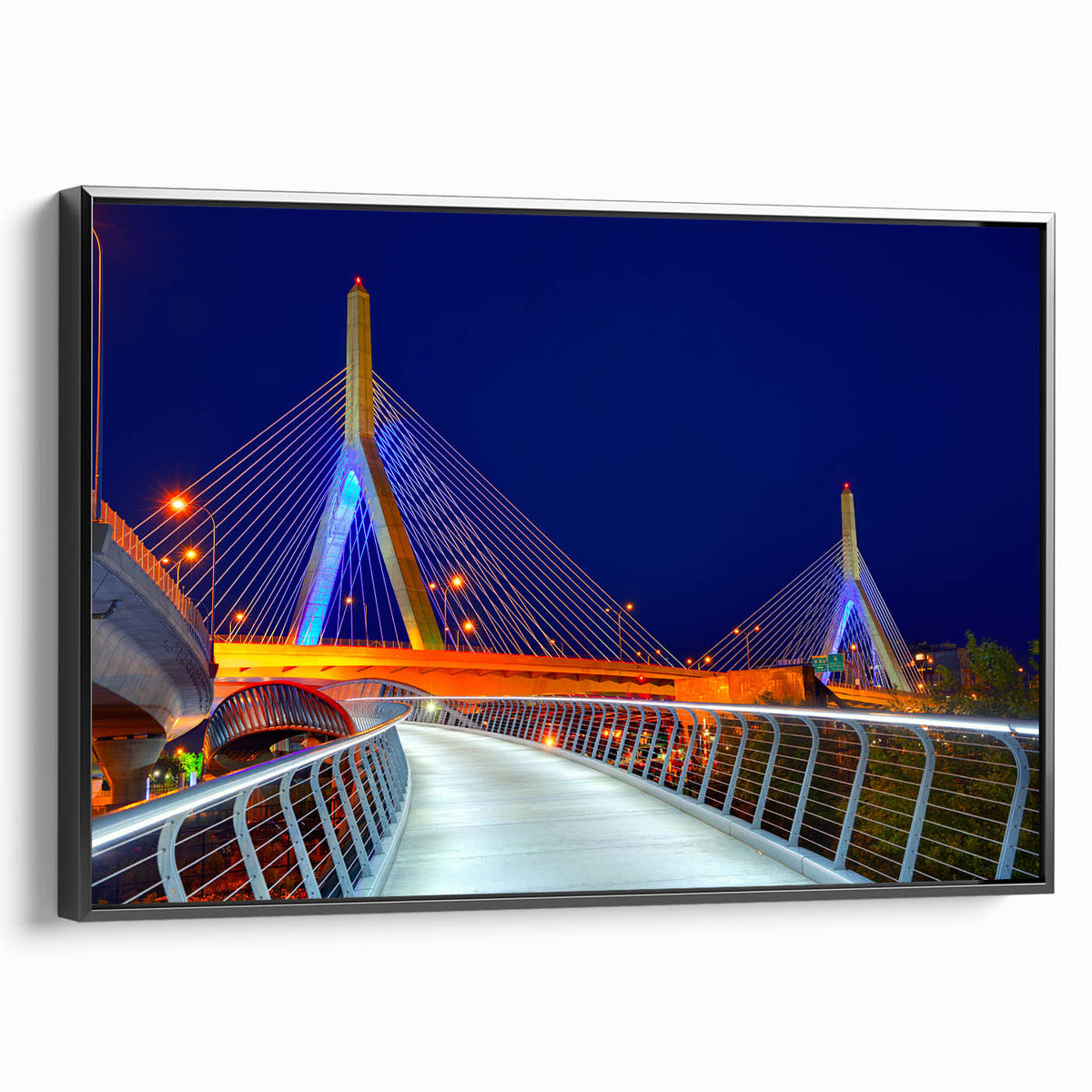 Black and white framed canvas of Boston skyline, ideal for bedroom wall art in vintage poster style.