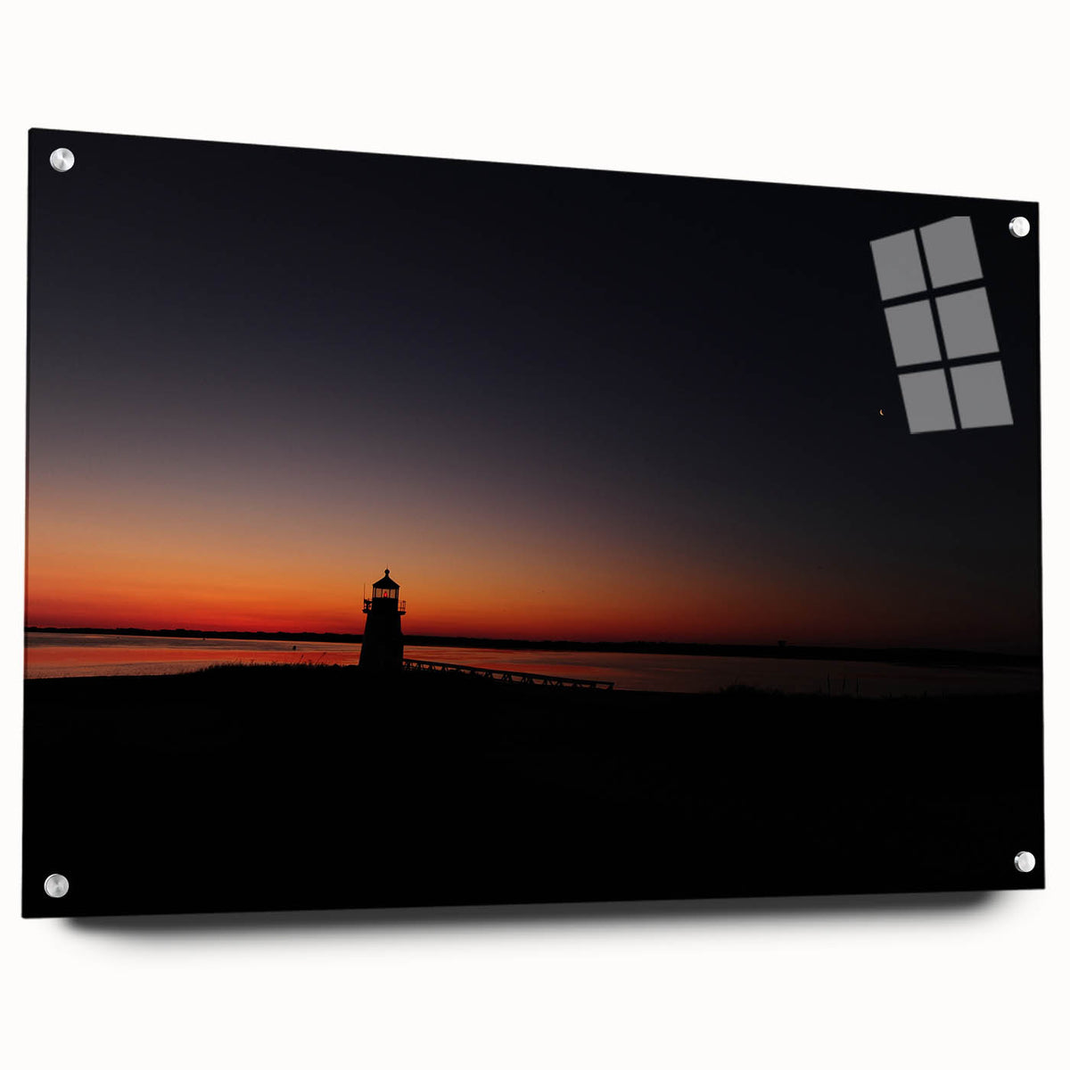 Large abstract wall art depicting Massachusetts' Nantucket scenery on acrylic glass, ideal for bedroom or dining room decor.
