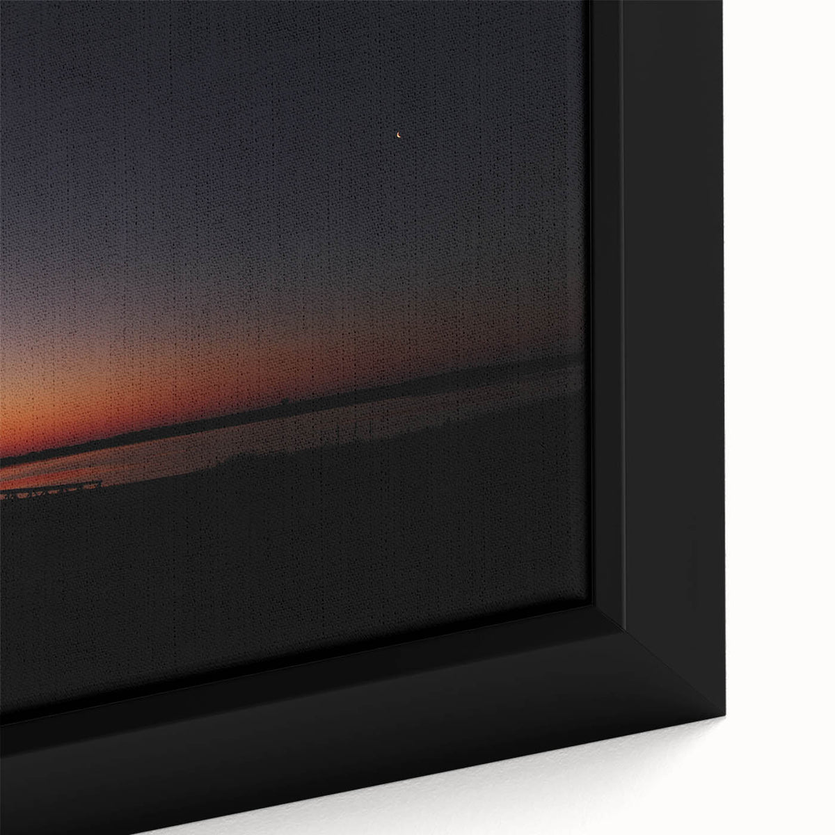 Extra large framed canvas depicting a textured, colorful Nantucket scenery in primarily black tones.