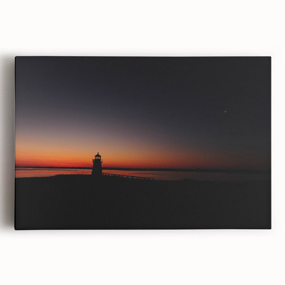 Black and white stretched canvas of Nantucket scenery, ideal for kitchen wall art.