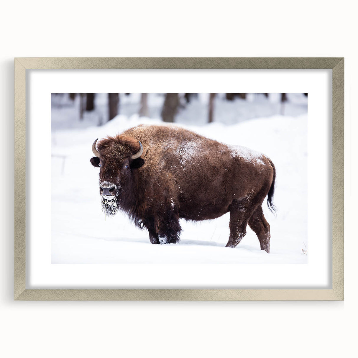 Textured abstract art print of North Dakota scenery in muted earth tones, framed in silver, ideal for bedroom art.