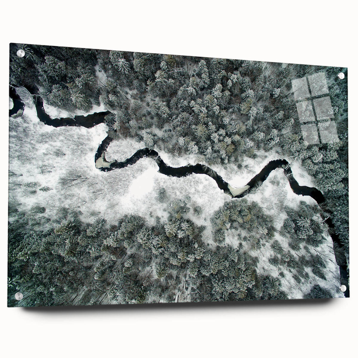 Acrylic print of a serene Adirondack landscape in muted earth tones, ideal for bedroom or dining room decor.