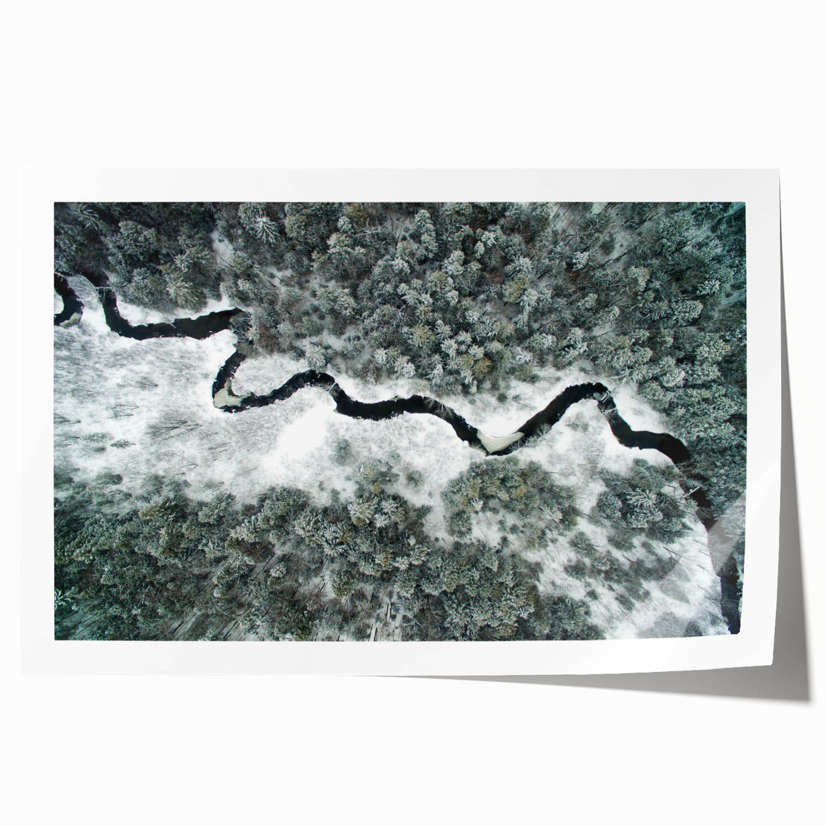 Extra large rolled print of Adirondacks scenery in muted earth tones, ideal for art wall dining room.