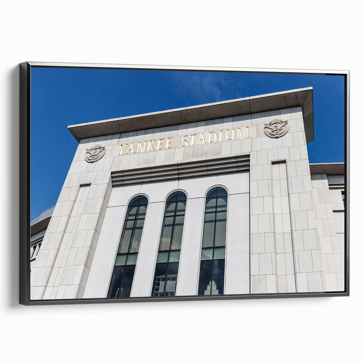 Black and white framed canvas of the New York City skyline, ideal for bedroom wall decor.