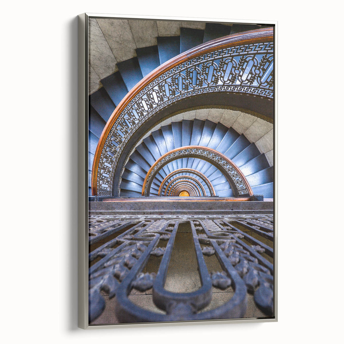 Framed canvas of a vintage Pittsburgh landscape painting in colorful hues, ideal for living room decor.