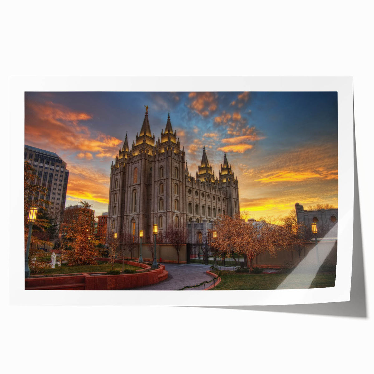 Extra large rolled print of Salt Lake City scenery in muted earth tones, suitable for art wall dining room.