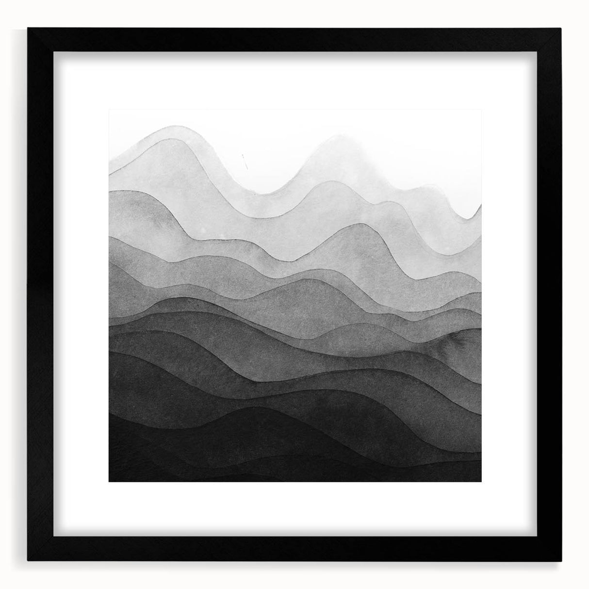 Black and White Office Wall Art – Abstract Gradient Landscape