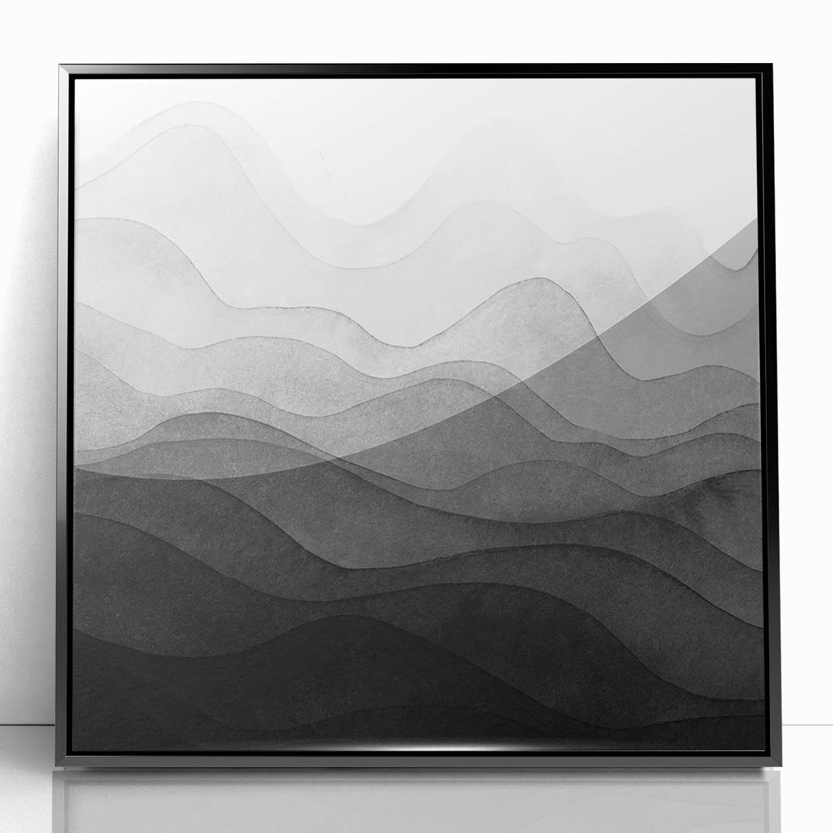 Black and White Office Wall Art – Abstract Gradient Landscape