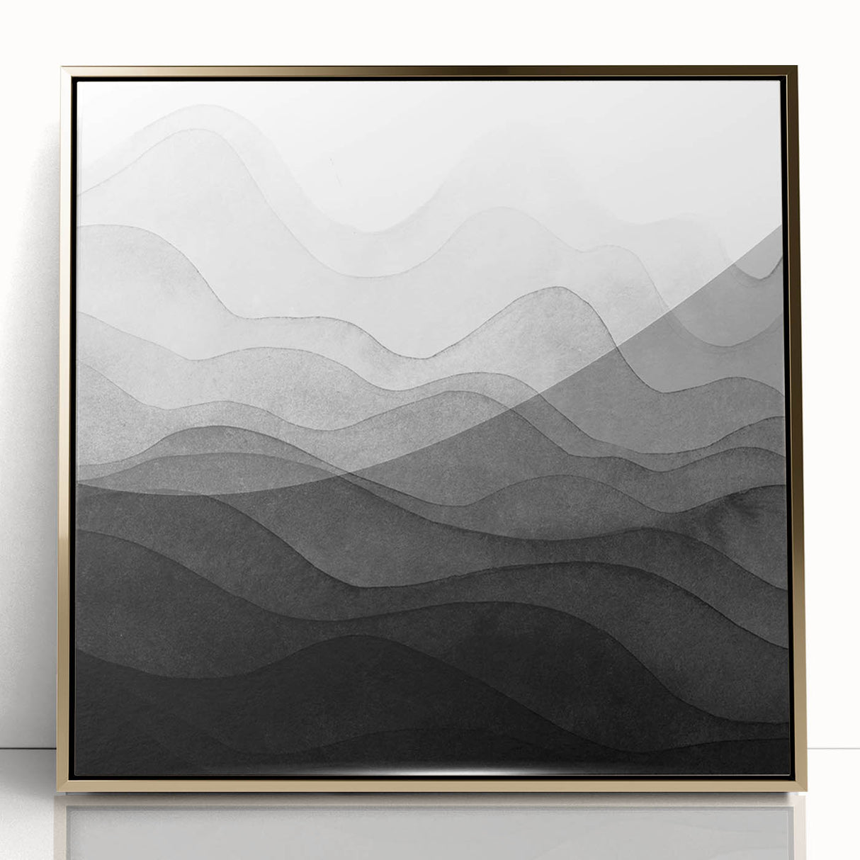 Black and White Office Wall Art – Abstract Gradient Landscape