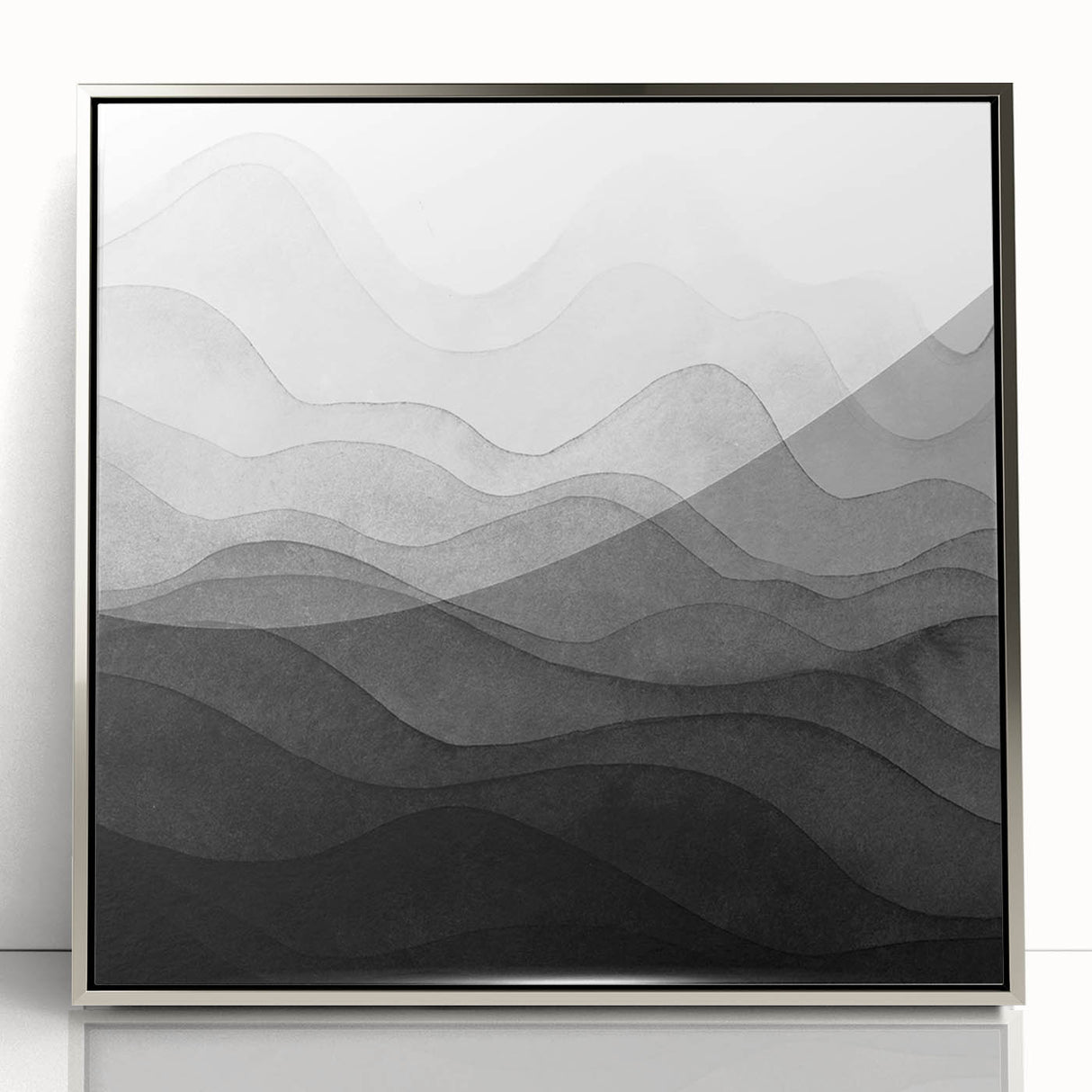 Black and White Office Wall Art – Abstract Gradient Landscape