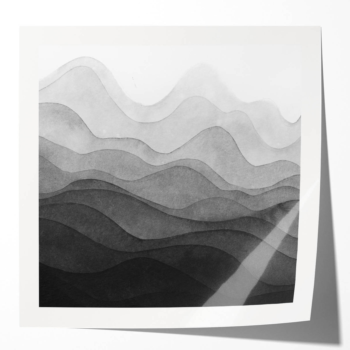 Black and White Office Wall Art – Abstract Gradient Landscape