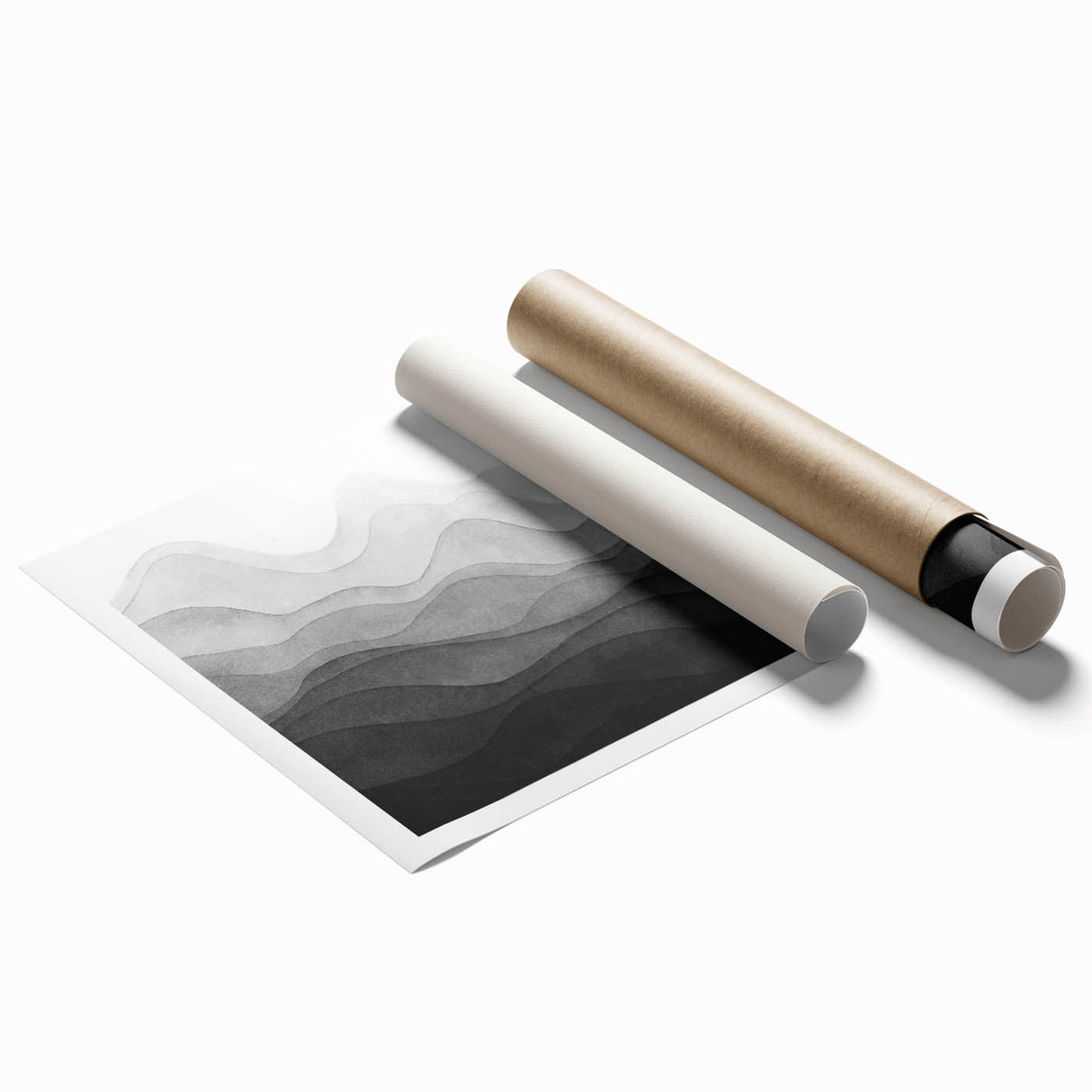 Black and White Office Wall Art – Abstract Gradient Landscape