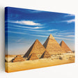 Large canvas print depicting the vibrant sunset over the Egyptian pyramids, ideal for kitchen wall art.