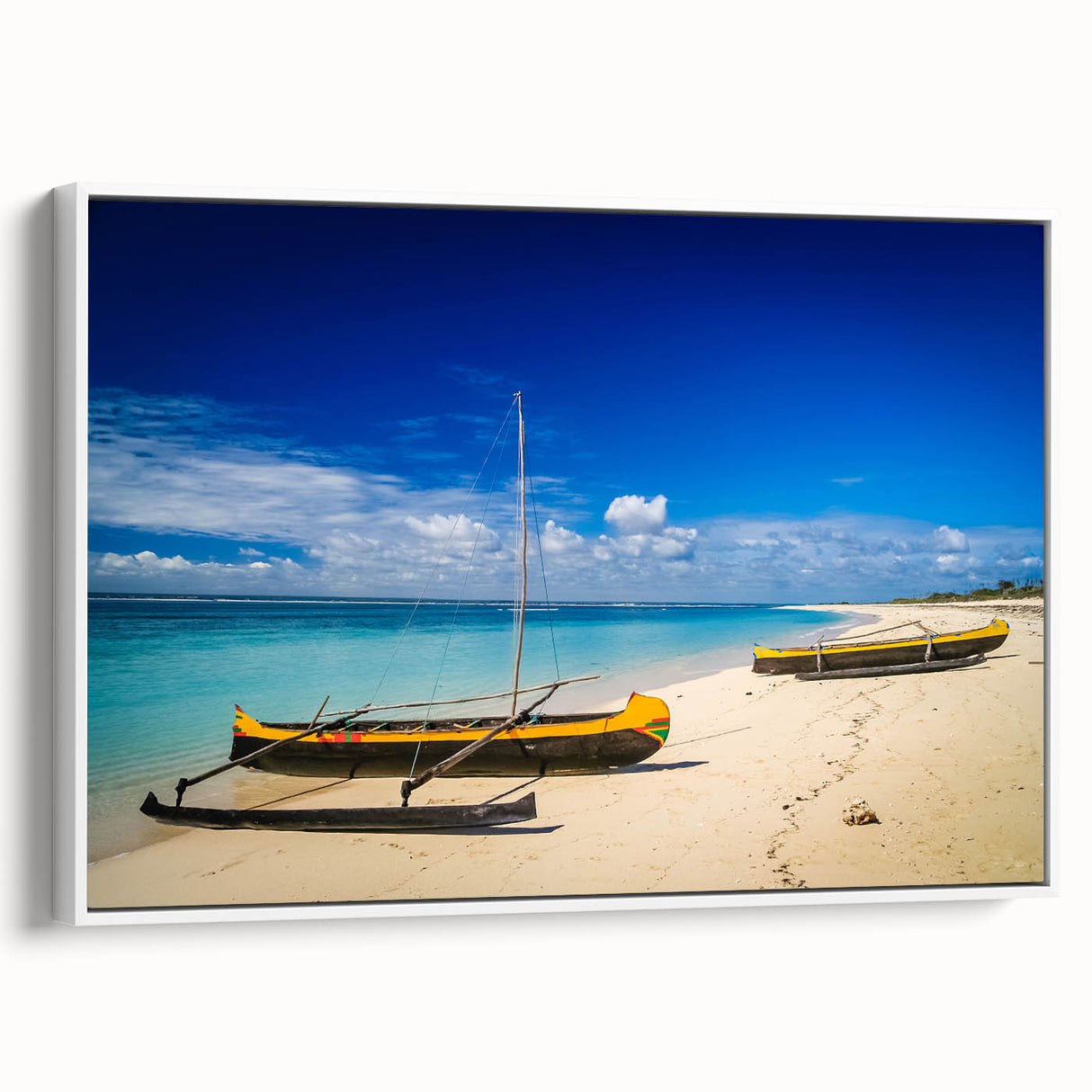 Framed canvas depicting a vintage-style Madagascar landscape in muted earth tones, suitable as wall art for a bedroom.