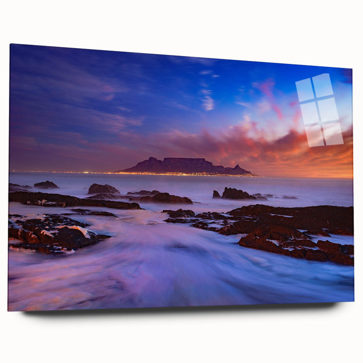 Large abstract depiction of the African landscape on acrylic glass, with earthy tones, ideal for bedroom or dining room art.